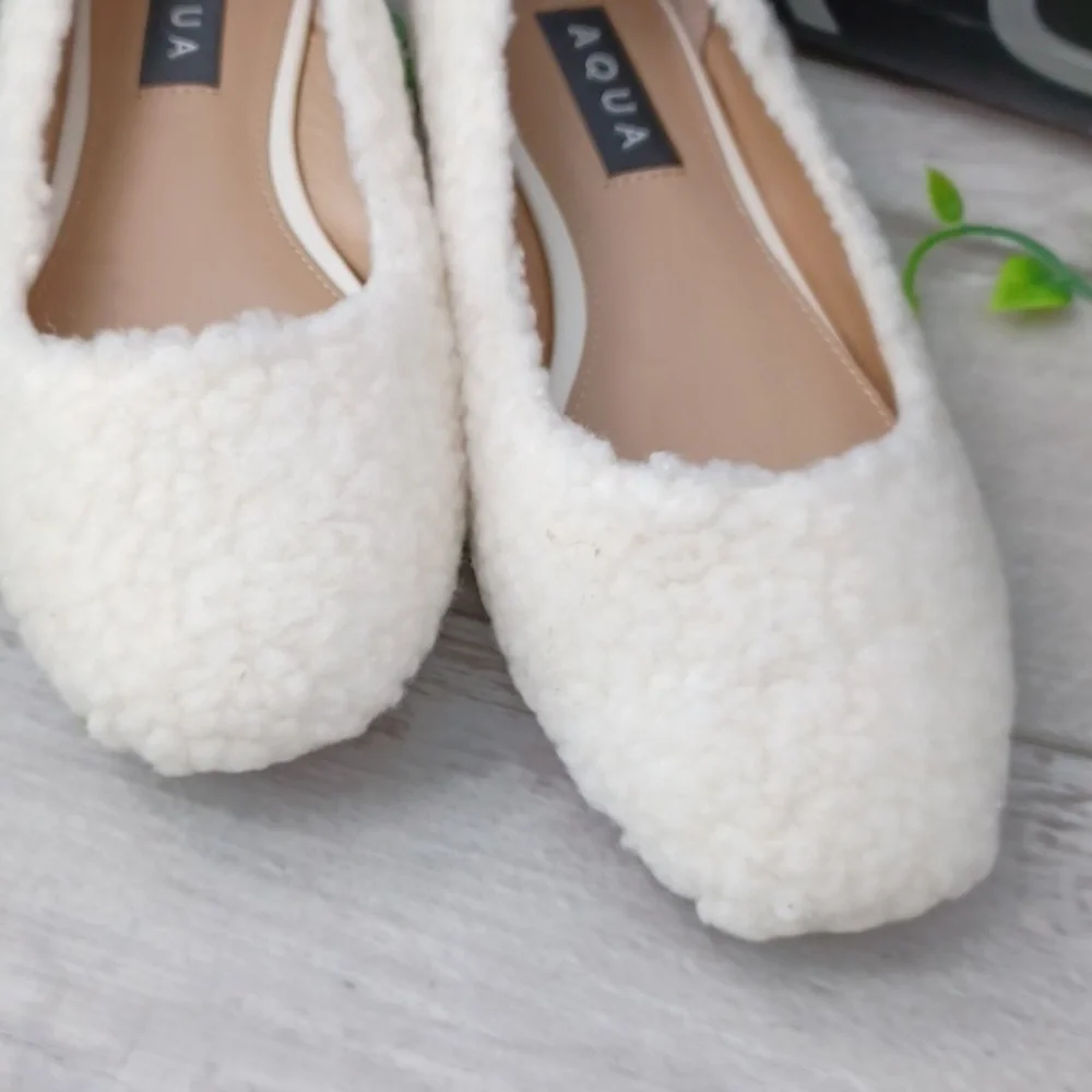 Aqua Ellie Faux Fur Ballet Flat NIB
